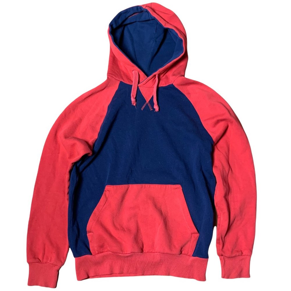 Divided by H&M Pullover Hoodie Red Blue Color Block Casual Pocket Mens Size S - Picture 1 of 4